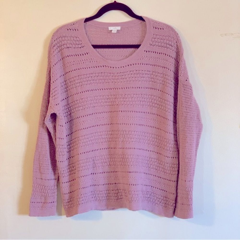 J Jill Open Weave Sweater Mauve Crew Neck Long Sleeves Sz Large Gorgeous
